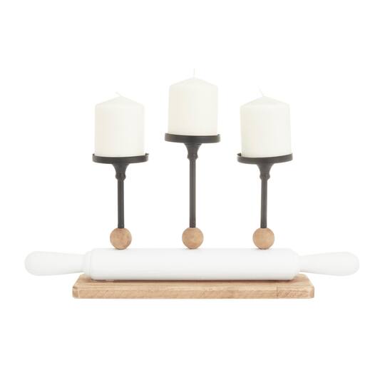 White Fir Modern Farmhouse Candelabra, 9" x 20" x 4"